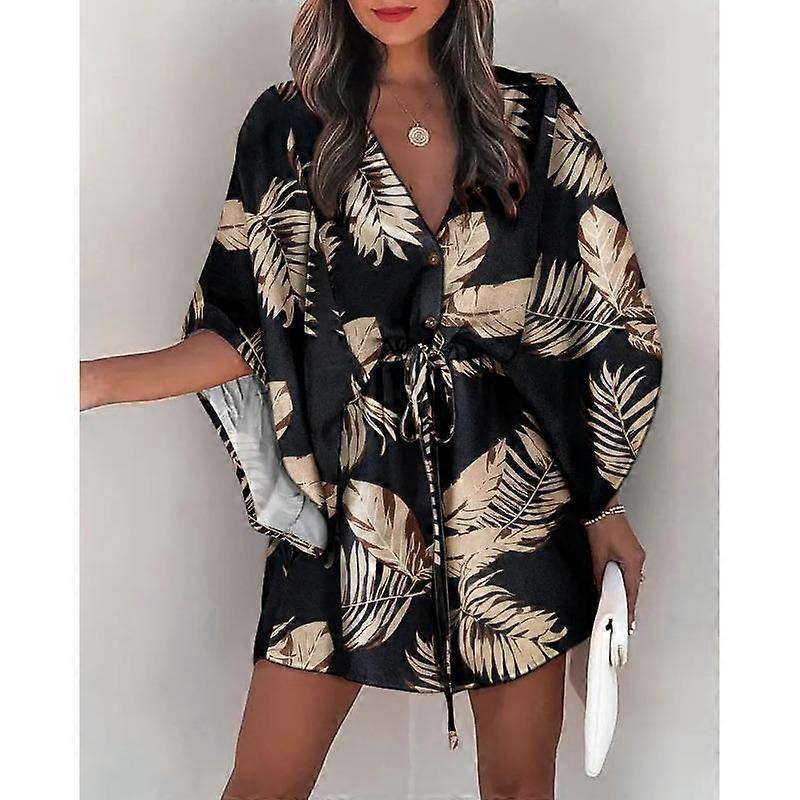 YYFS Women's Fashion Summer Spring Short Sleeve V-Neck Casual Dresses