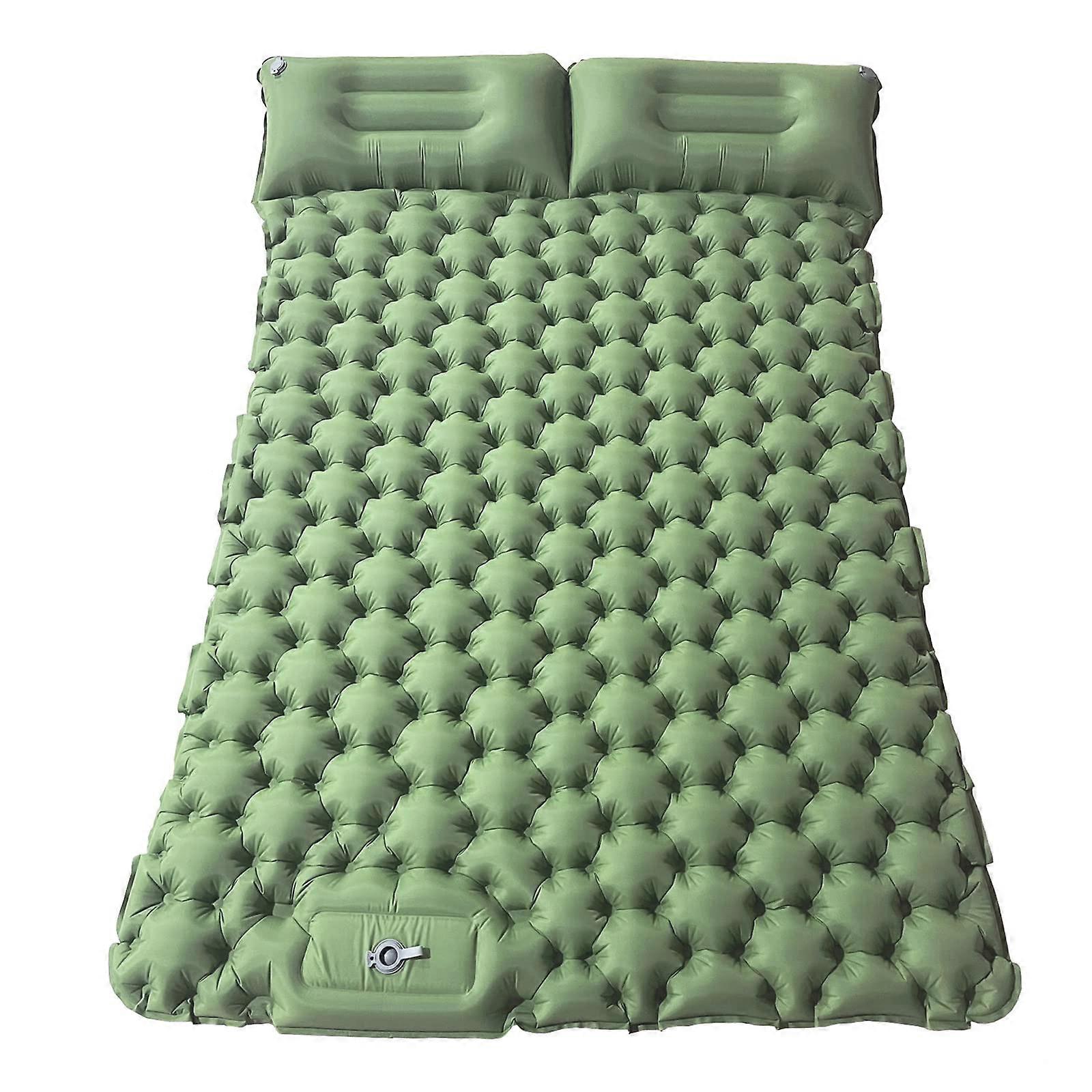 Double Camping Sleeping Pad for 2 with Built-in Pillow, Foot Pump, Self-Inflating, Mattress for Backpacking