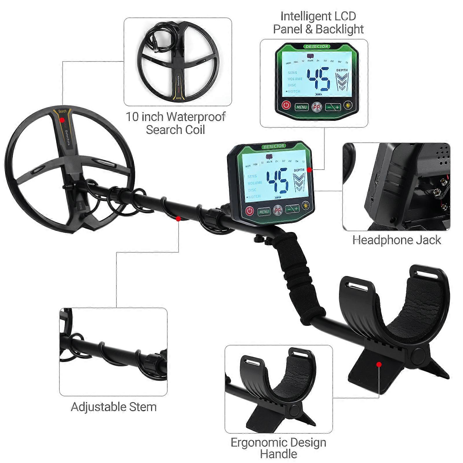 Metal Detector 4 modalità Display LCD Metal Detector ad albero regolabile per interni ed esterni