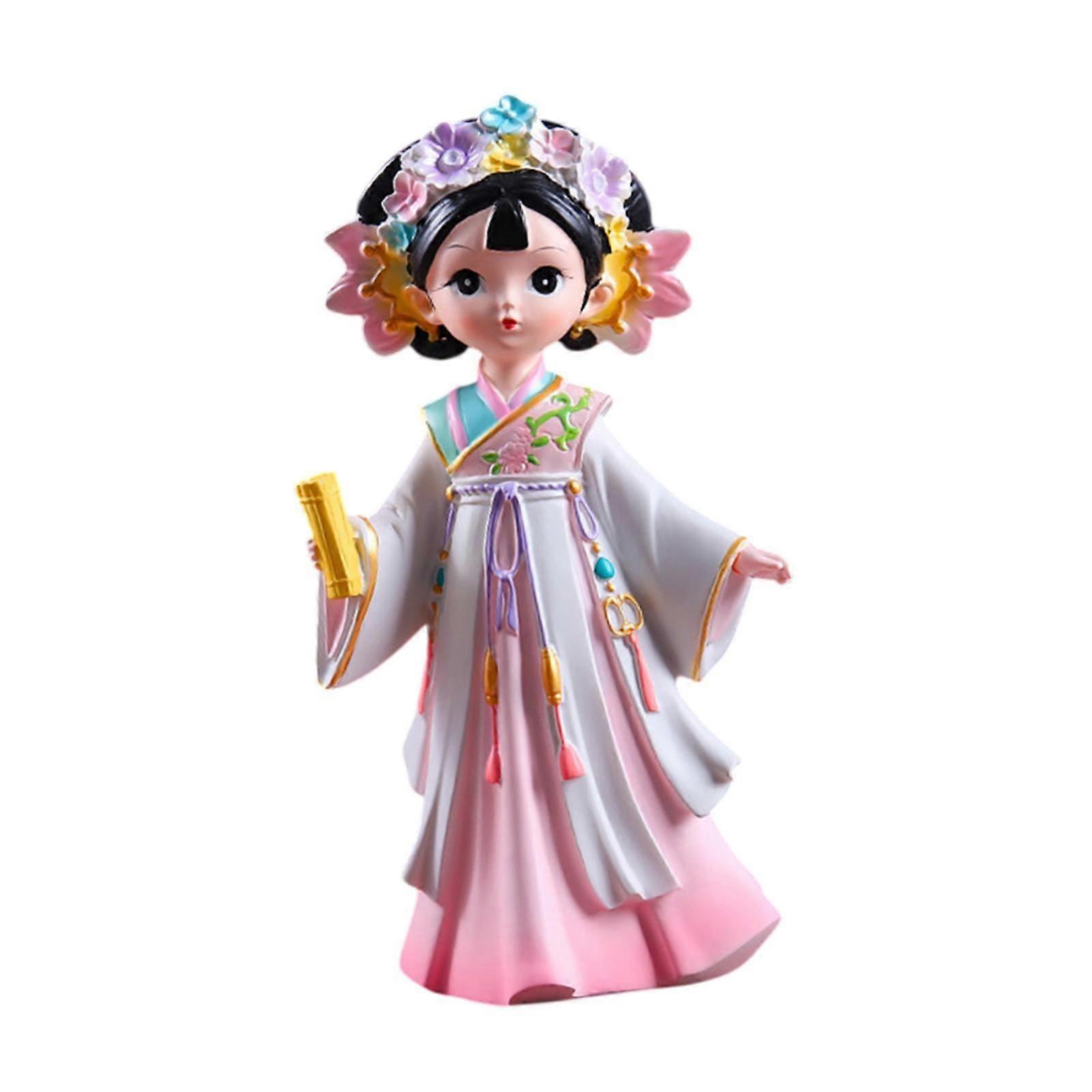 פסל יופי סיני יופי עתיק דמות נשים לאח בר חגים ורוד