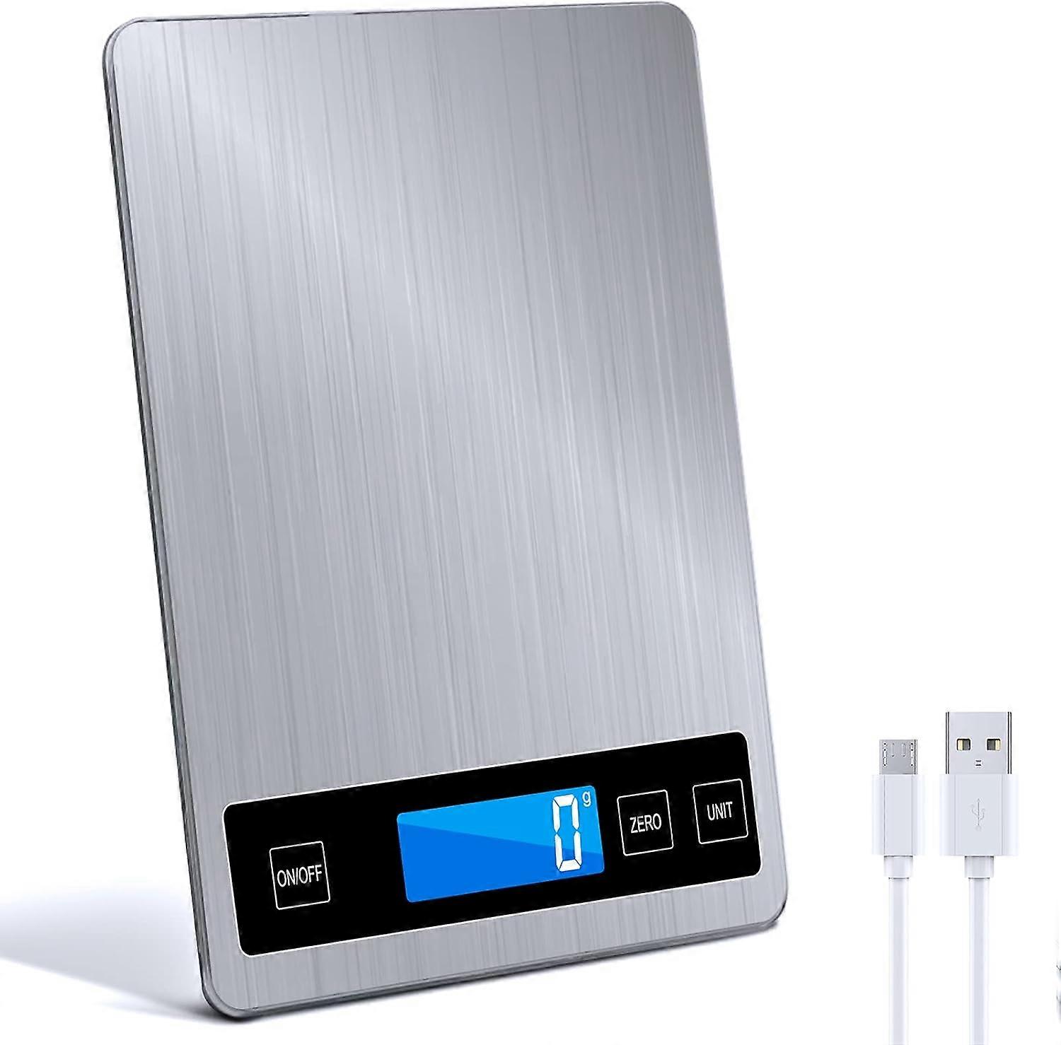 Digital Kitchen Scale, Stainless Steel, Water Resistant, 22.5 X 15.5 Cm, Multi-Unit Conversion, Precise Graduation, Large Lcd Display, Tare Function,