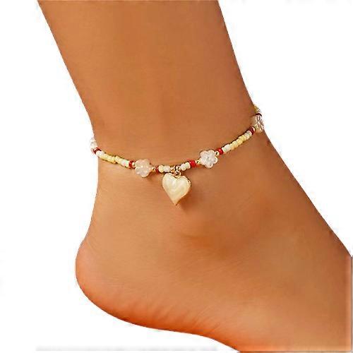 البوهيمية الملونة الأرز الخرز زهرة قلادة للنساء حلو لطيف المينا الحب القلب قلادة خلخال الصيف المجوهرات هدية عيد ميلاد