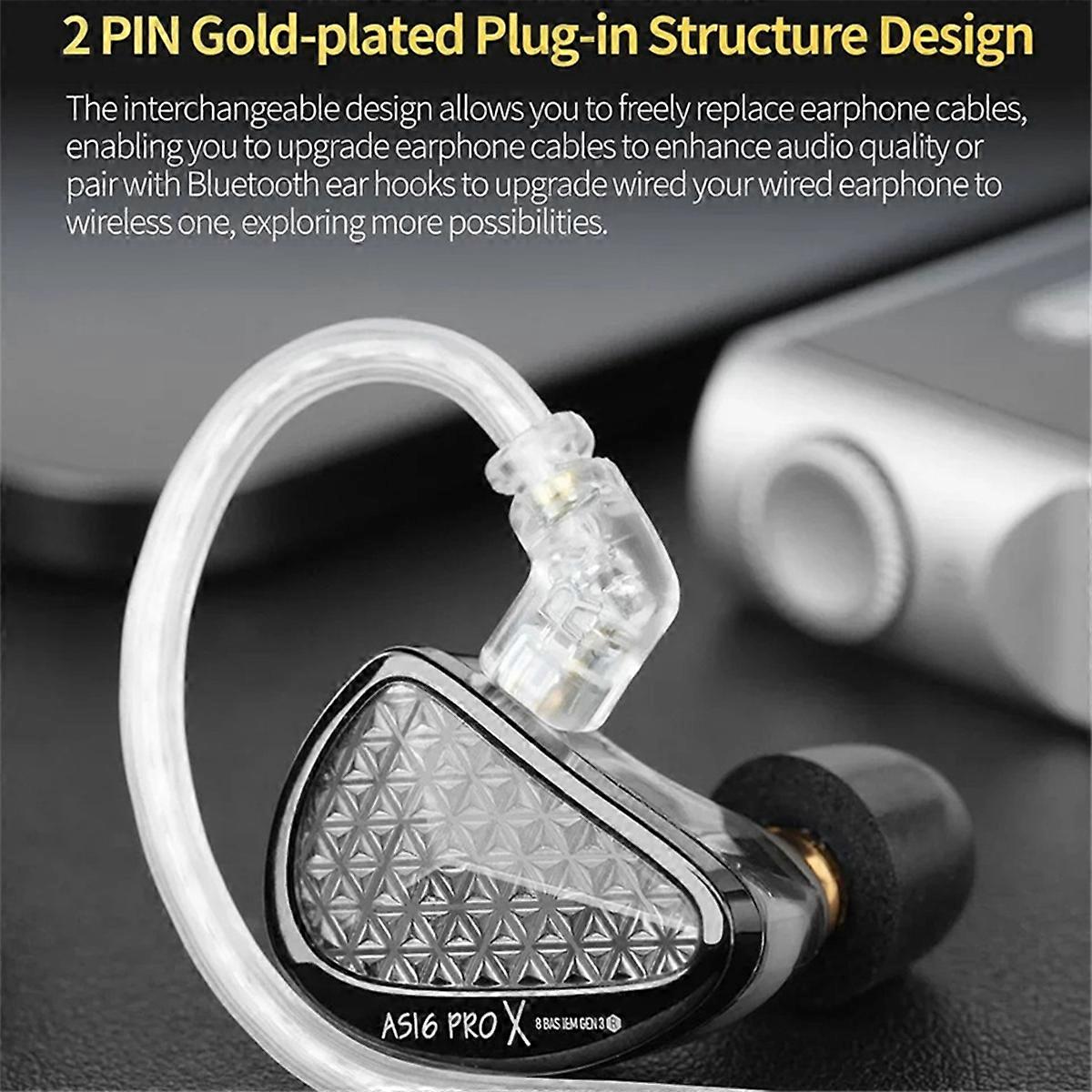AS16 PRO X 16BA 8 Balanced Armature in Ear Earphone High Sound Quality Headsets HiFi Monitor Music Headphones
