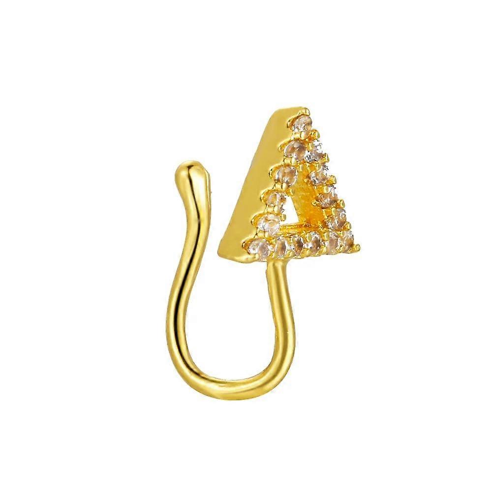 Triangle Fake Nose Ring for Women Gold Color Silver Color Non Piercing Luxury Zircon Copper Nose Clip Septum Piercing Jewelry