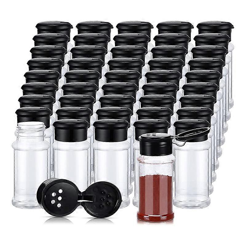 50Pcs Plastic Spice Jars with Shaker Lids Spice Containers Black