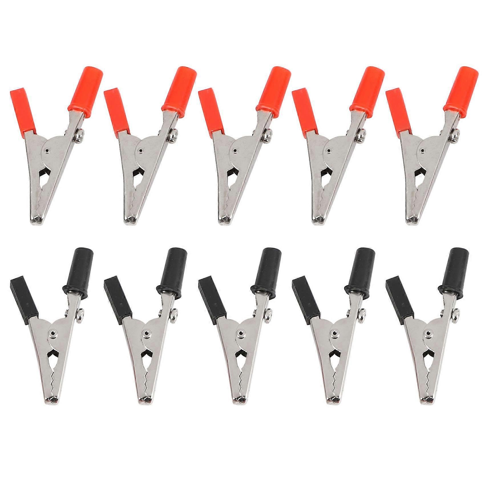 10 Pcs 50mm Plastic Handle Test Probe Metal Alligator Clips