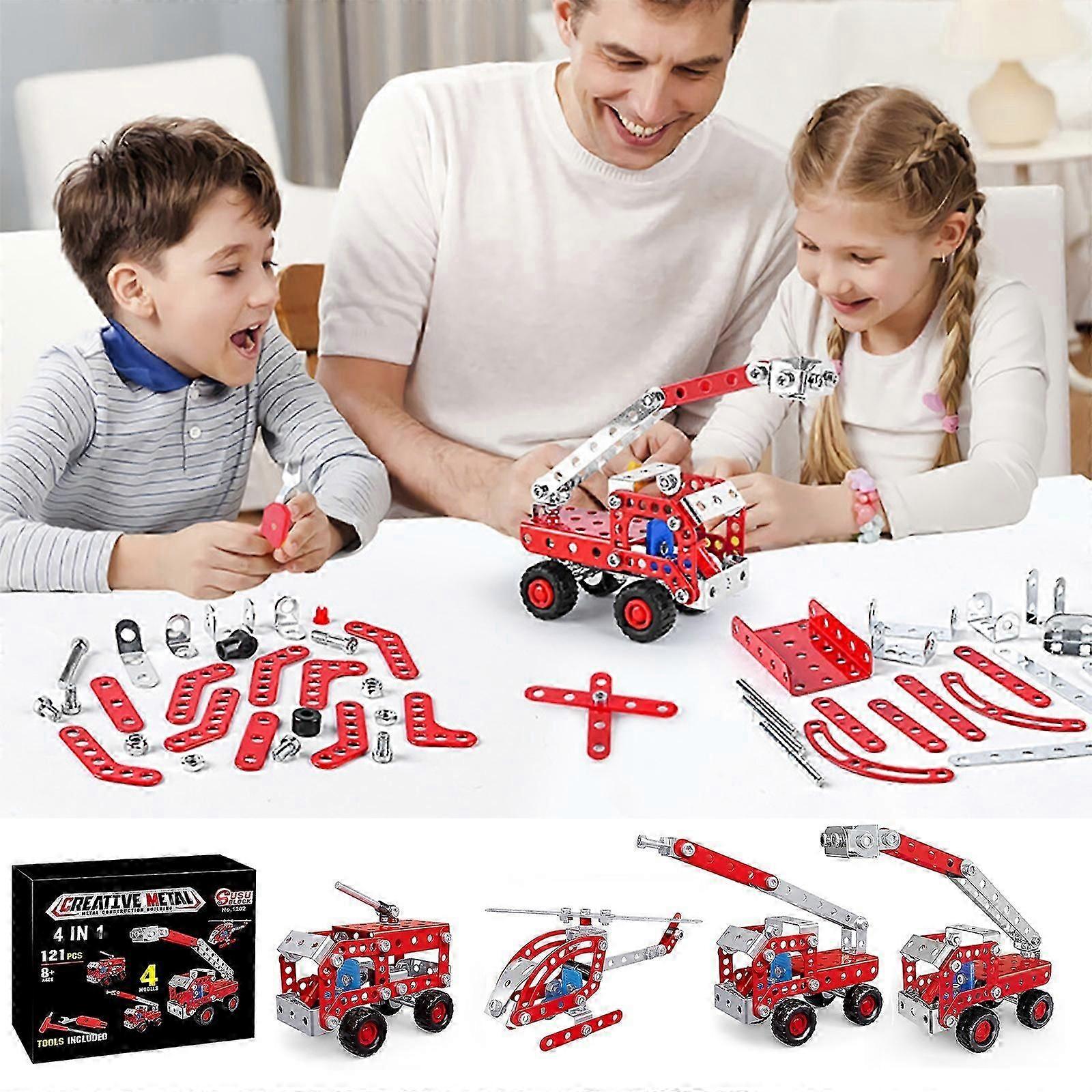 Robot Building Kit for Boys 5-12 - 4-in-1 DIY Engineering Toys, STEM Erector Set, Vehicle & Car Play Gifts