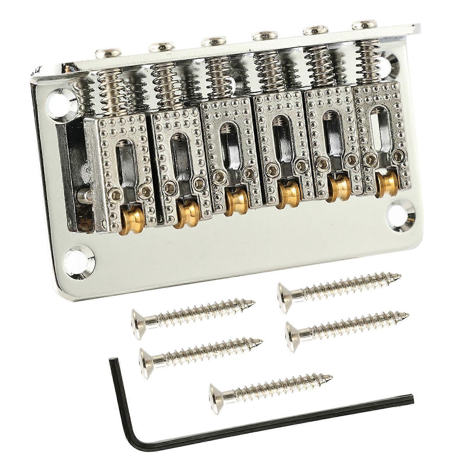 Chevalet à roulettes pour guitare basse 6 cordes 78 mm, chevalet rigide à chargement par le haut, avec clé en L et vis, argent