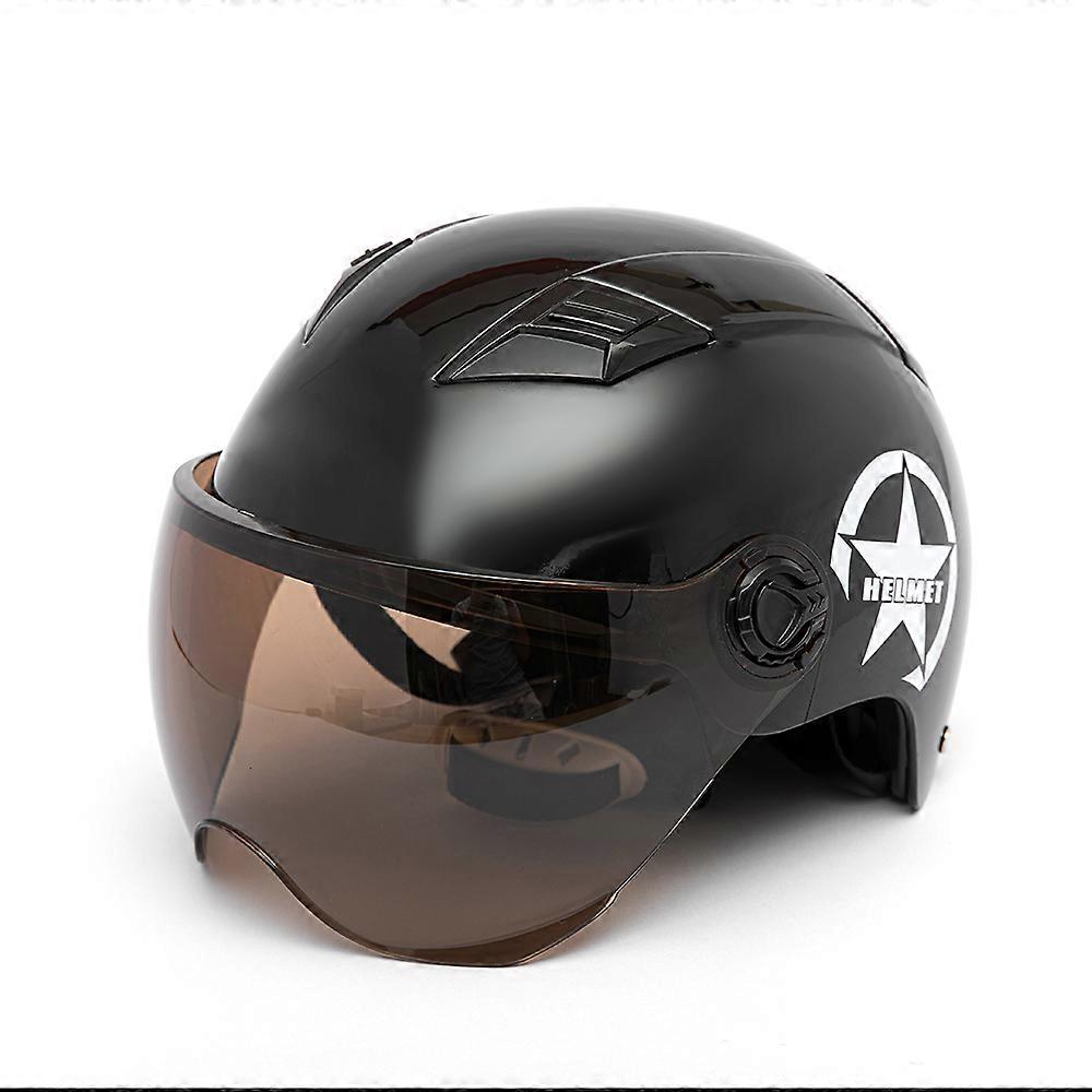 Ultraviolet-Proof Motorcycle Half Open Face Helmet with Goggles Visor, Lightweight & Safe