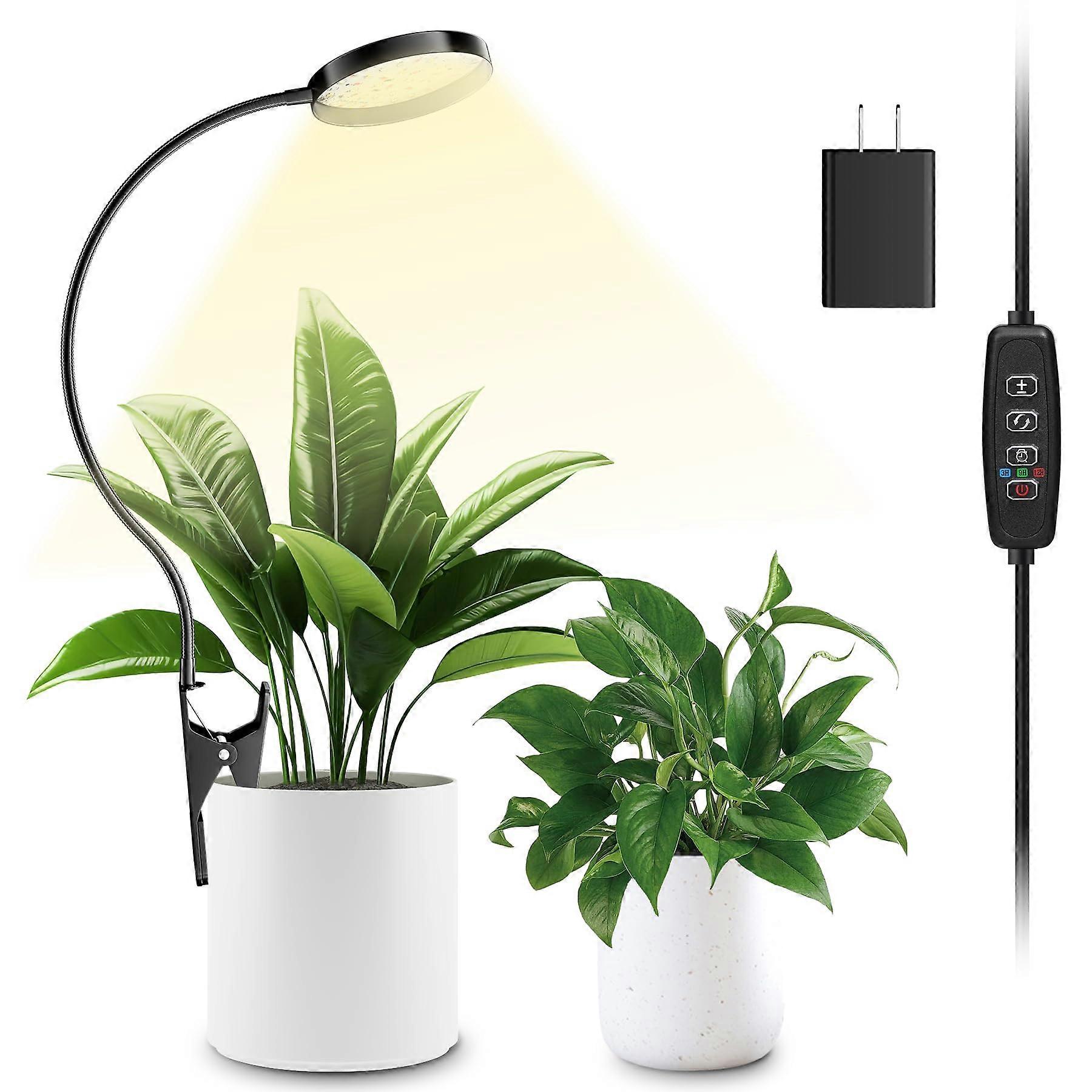LED growth light, 3,6,12 H timer with clips for indoor growth, 10 shorter level full spectrum