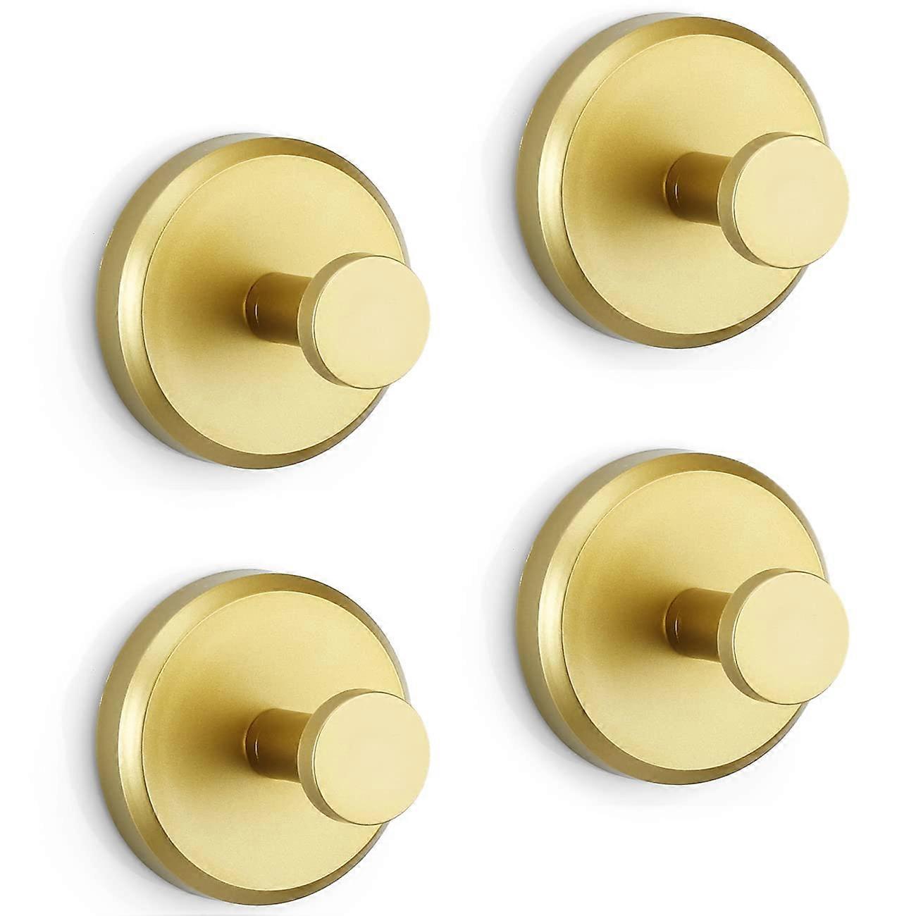 4-pack suction cup hooks, matte brushed satin gold, suitable for shower