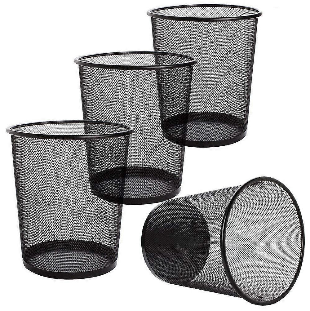 4 Pack Mesh Round Open Top Trash Can for Office, 2.5 Gallon Capacity, Durable Metal Design, Ideal for Home and Work