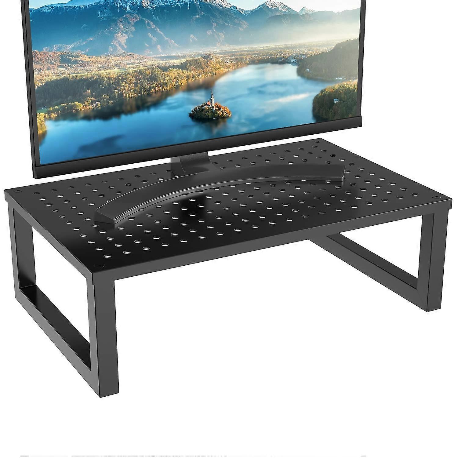 Black Monitor Stand Riser for Desktop Printer Monitor Stand Riser