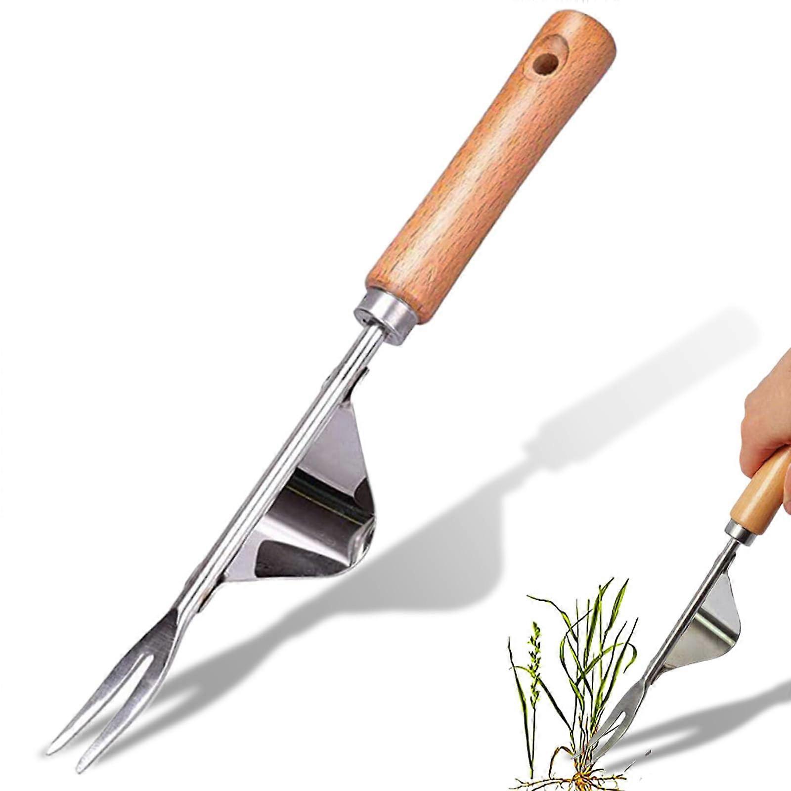 Hailkole Weeding Tool V-Shaped Forks,Stainless Steel Weed Puller with Leverage Base