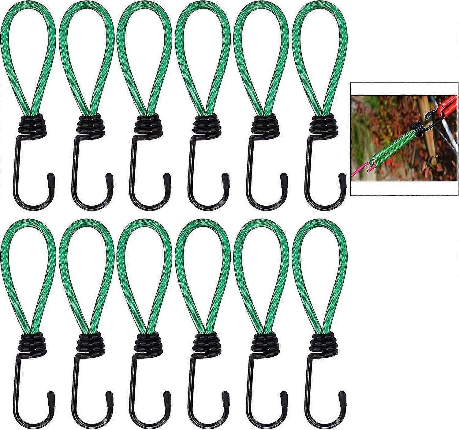 12Pcs Tensioner Hooks, Tarp Tensioner Hooks, Bungee Camping Tensioners with Hooks, Tarp Bungee Straps
