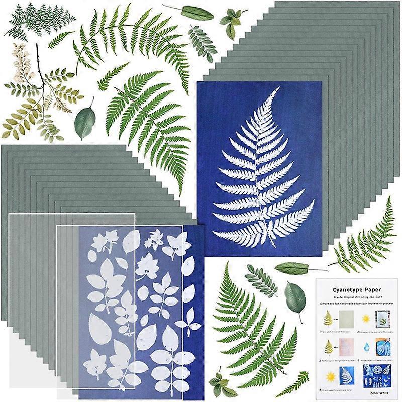 Sun Print Paper Kit, Cyanotype Paper, 32 Sheets Cyanotype Paper