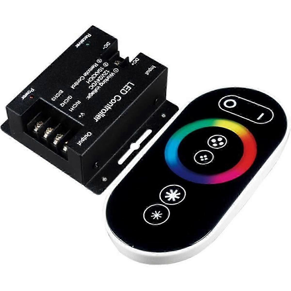 Led RF Remote Control RGB Controller for RGB Strip,10A/Channel,DC12V/24V,Touch Panel Dimmer,Max 20m