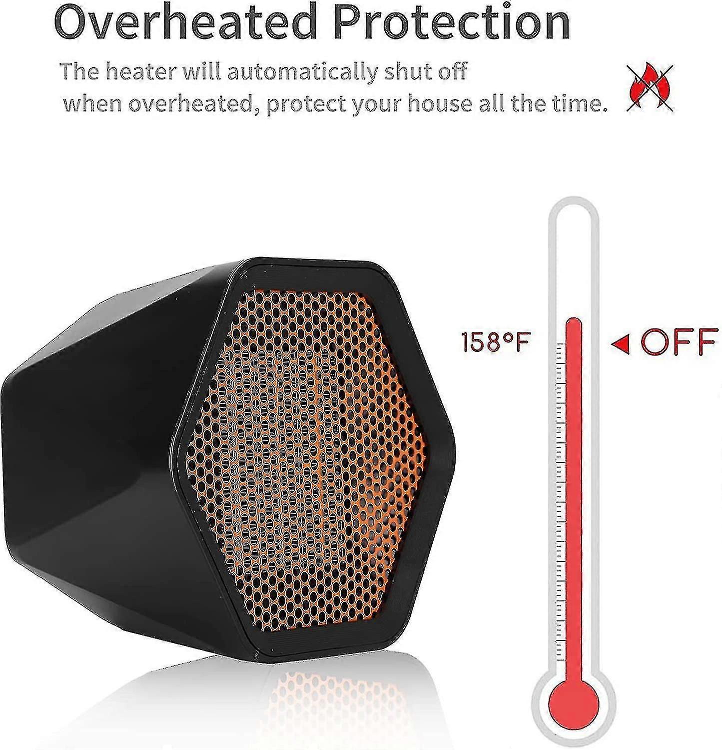 600W PTC سخان مروحة صغيرة 600w، سخان الفضاء المحمول العمودي، ترموستات، 2 إعدادات درجة الحرارة، حماية من الحرارة الزائدة، هادئ، للمكتب، غرفة المعيشة -