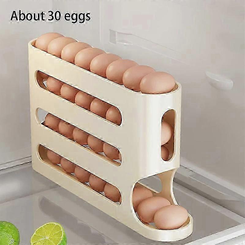 Egg Storage Container PP Plastic 4-Tier Gravity Auto-Roll Dispenser for Refrigerator Organization