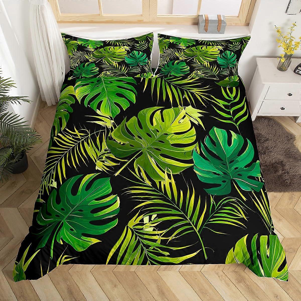 Palm Leaf Comforter Cover,Tropical Duvet Cover Set Tree King Size Bedding Sets