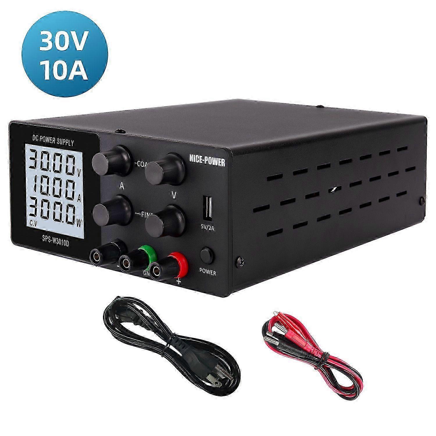 Sps-w3010d 0-30v 0-10a Adjustable Digital Dc Power Supply Stabilizer Black Js