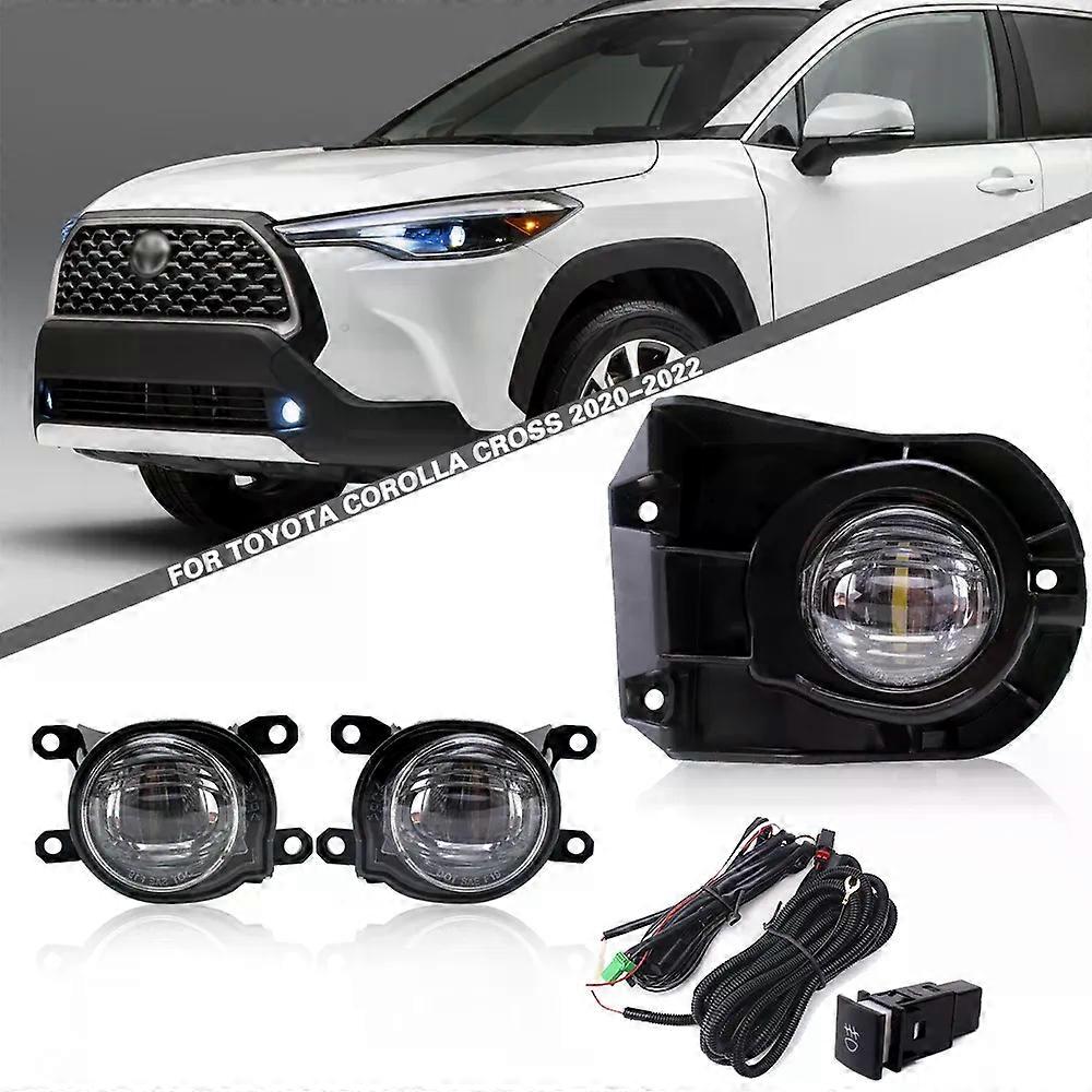 High qualityFor TOYOTA COROLLA CROSS 2020 2021 2022 Front LED Fog Lights Car Styling Spot Light DRL Fog Lamps With Switch - 1 Pair