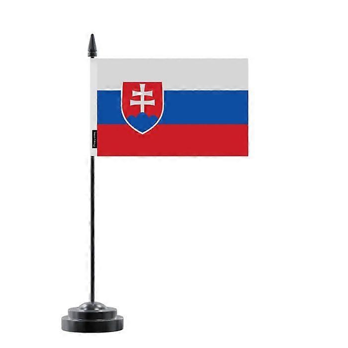 Table Flag - Slovakia - 14 x 21 cm - Plastic Pole - Double-Sided Print - Multicolored