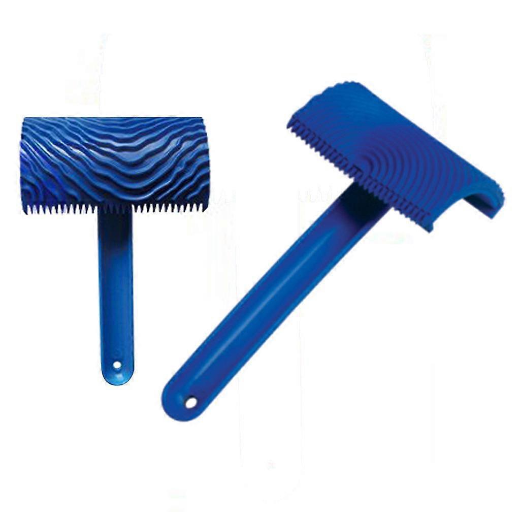 2pcs Wood Grain Effect Rubber Painting Tool Bushes Brush with Handle for Garden
