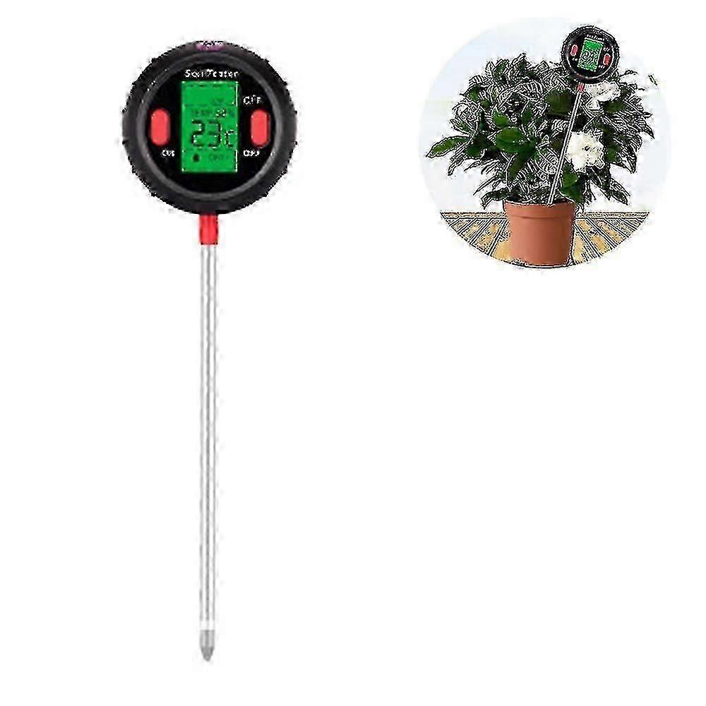 5 In 1 Soil Ph Meter Soil Moisture Monitor Lcd Display Ph Tester Temperature Sunlight Intensity Testing Tool For Plants Illumination Thermometer