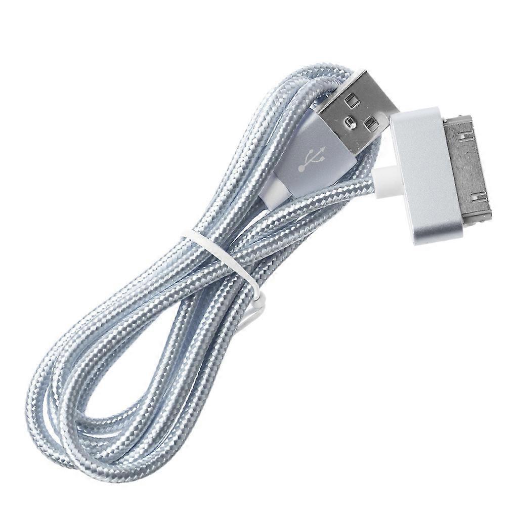 Professional  Multifunctional  Nylon Data Cable 30pin USB Data for 4 4s  2 3 4 for iPod  Silver