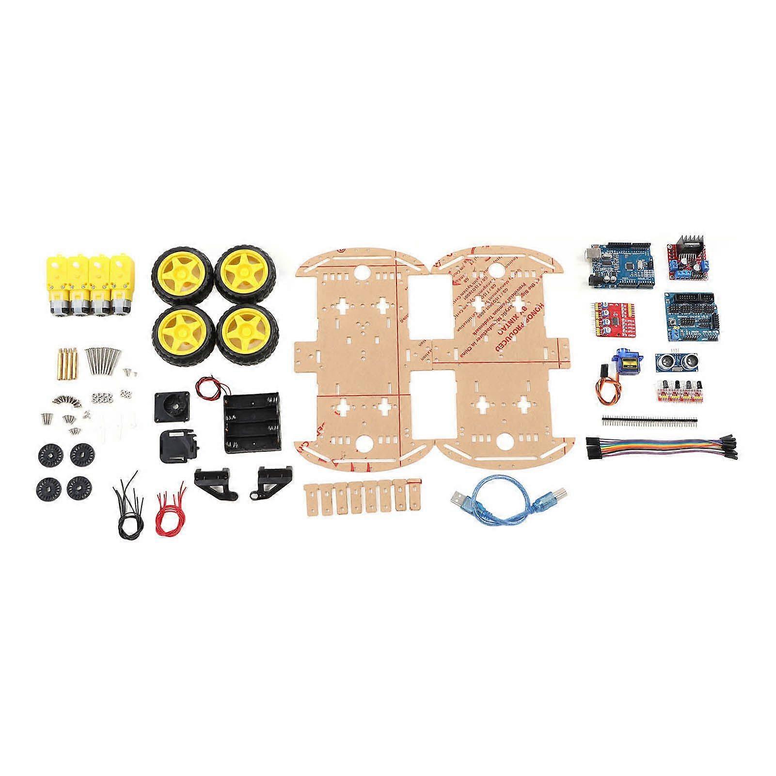 Högkvalitativ 4WD Smart Car Smart Robot Car Chassi Kit Tracking Motor Ultrasonic Arduino