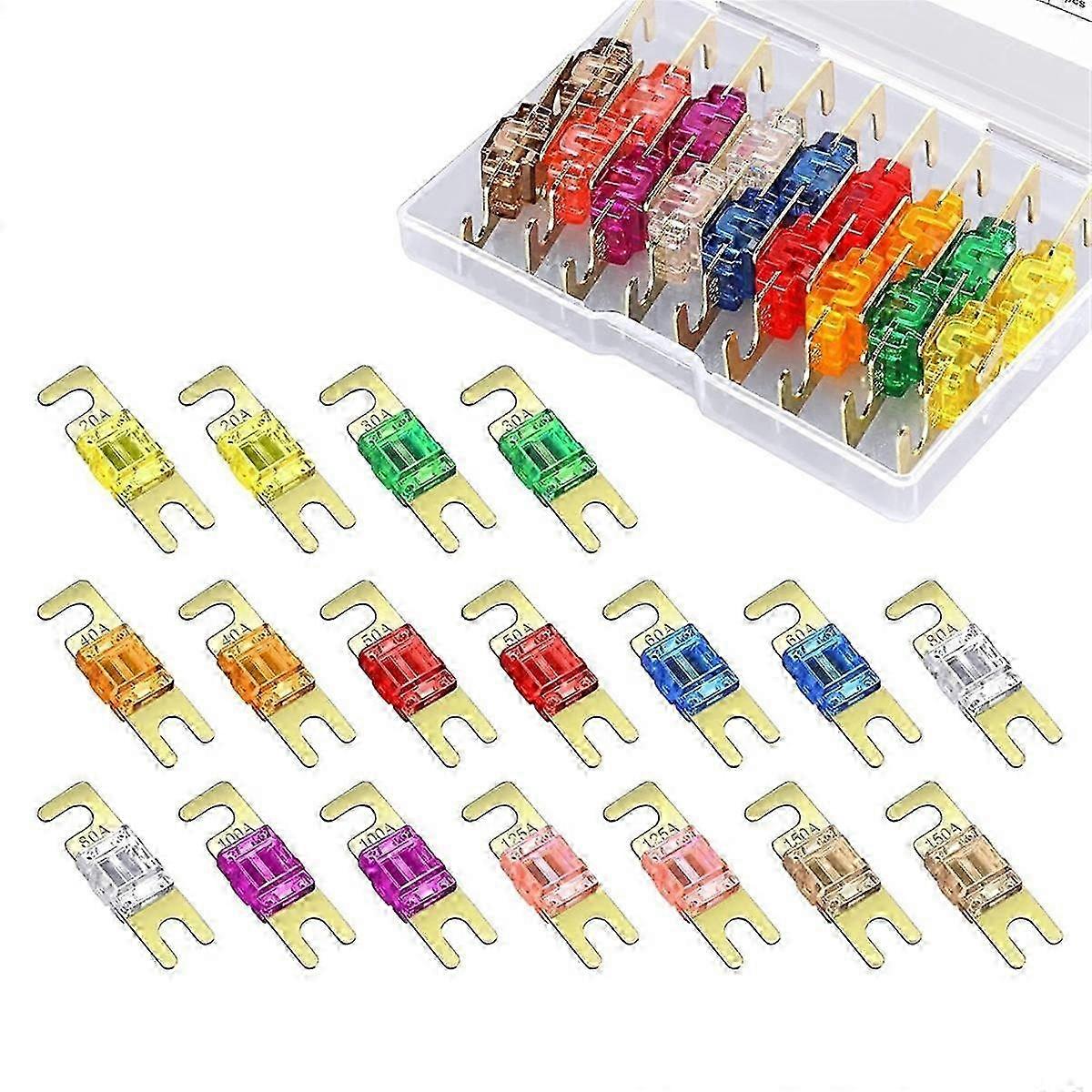 18 Pieces Mini ANL Fuse, Plated ANL Fuse Pack (20A, 30A, 40A, 50A, 60A, 80A, 100A, 125A, 150A) for