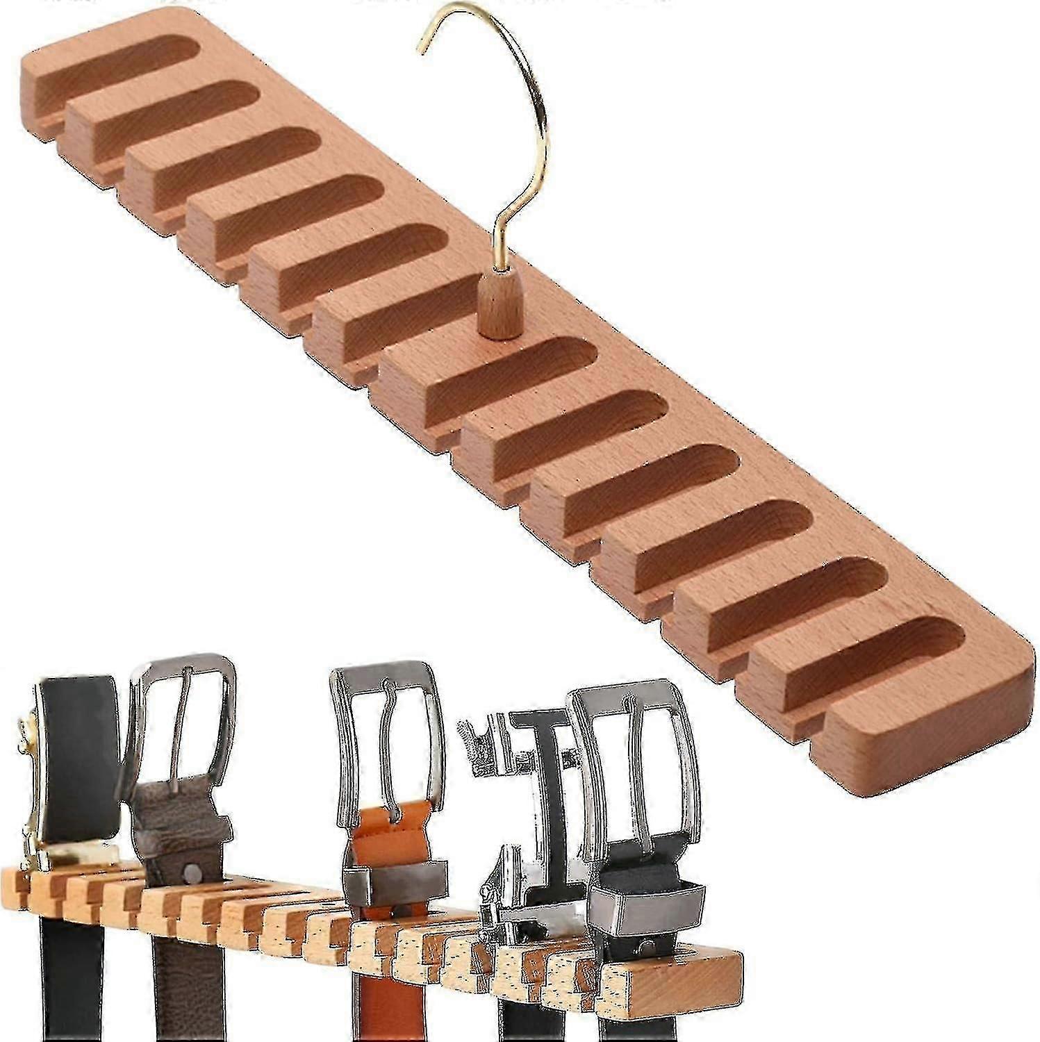 لعام 2024 12 خطافا شماعات حامل حزام خشبي ، منظم ربطة عنق ، تخزين الحزام وربطة العنق ، منظم الحزام لخزانة الملابس - منظم خزانة