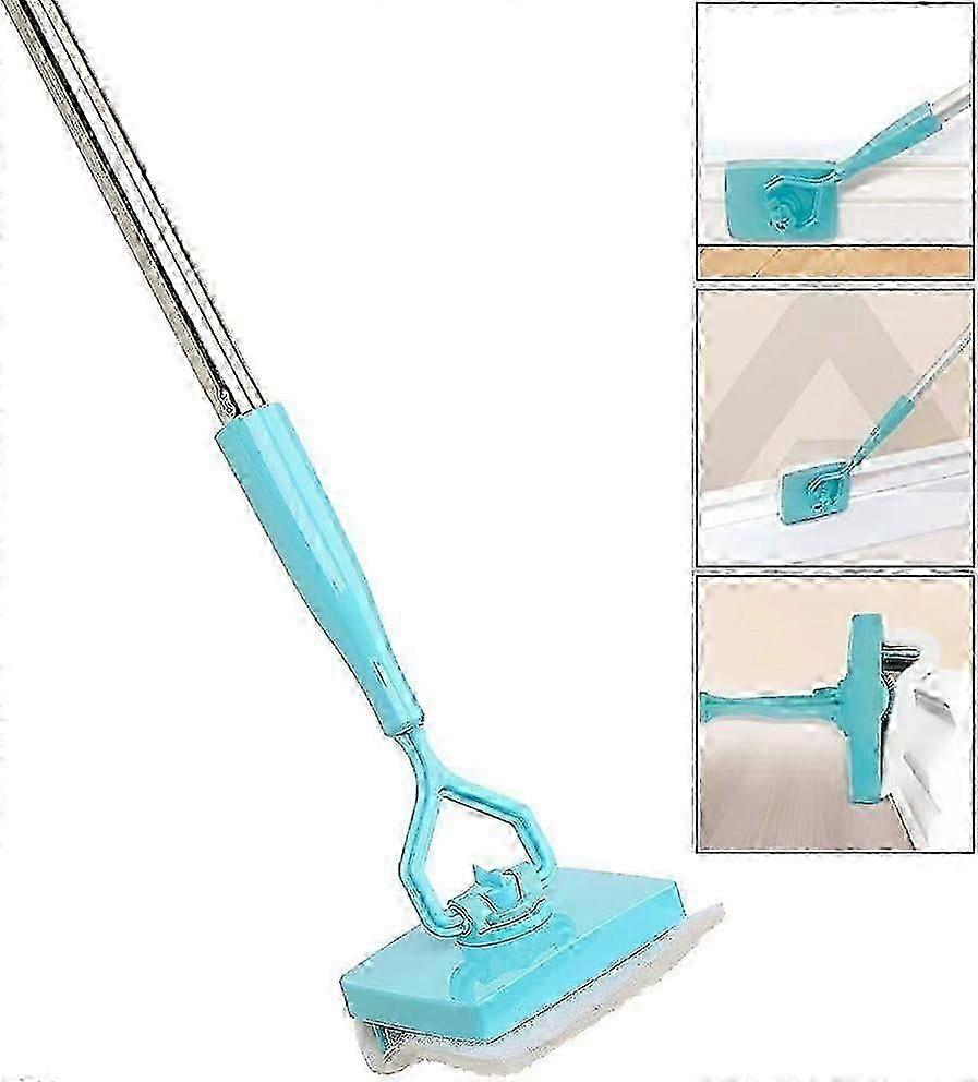 Outil de nettoyage de plinthes à poignée longue réglable avec 2 tampons réutilisables pour le nettoyage des moulures Conception sans flexion
