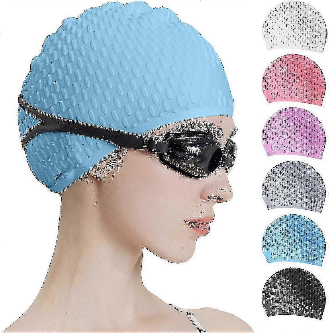 Comfortable Silicone Swim Cap for Curly Short, Medium, and Long Hair, Suitable for Various Hair Types