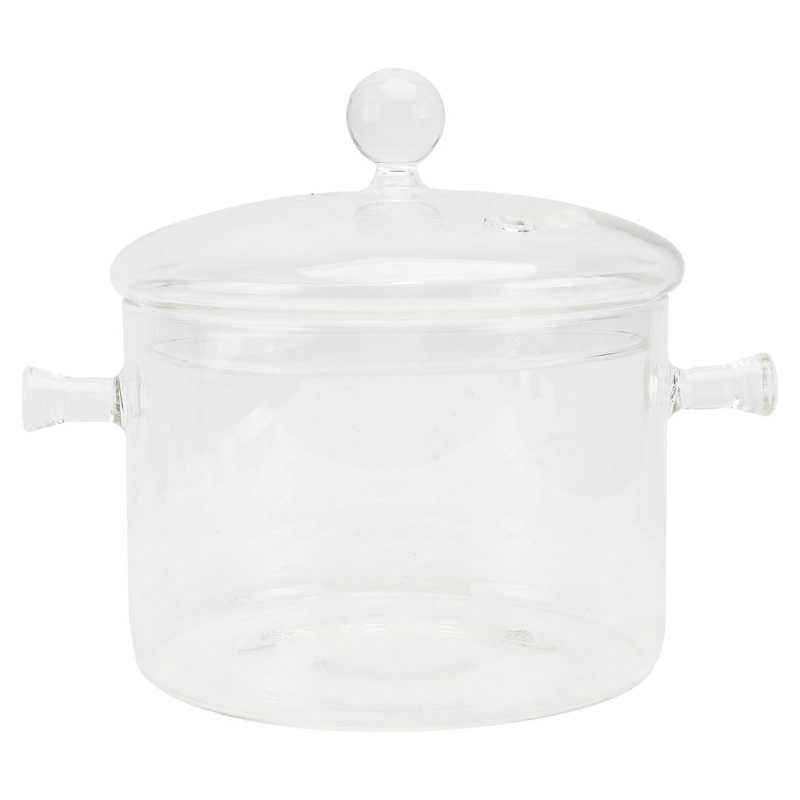 Transparent Glass Stewpot with Lid for Home Use Heat Resistant and 1Pc