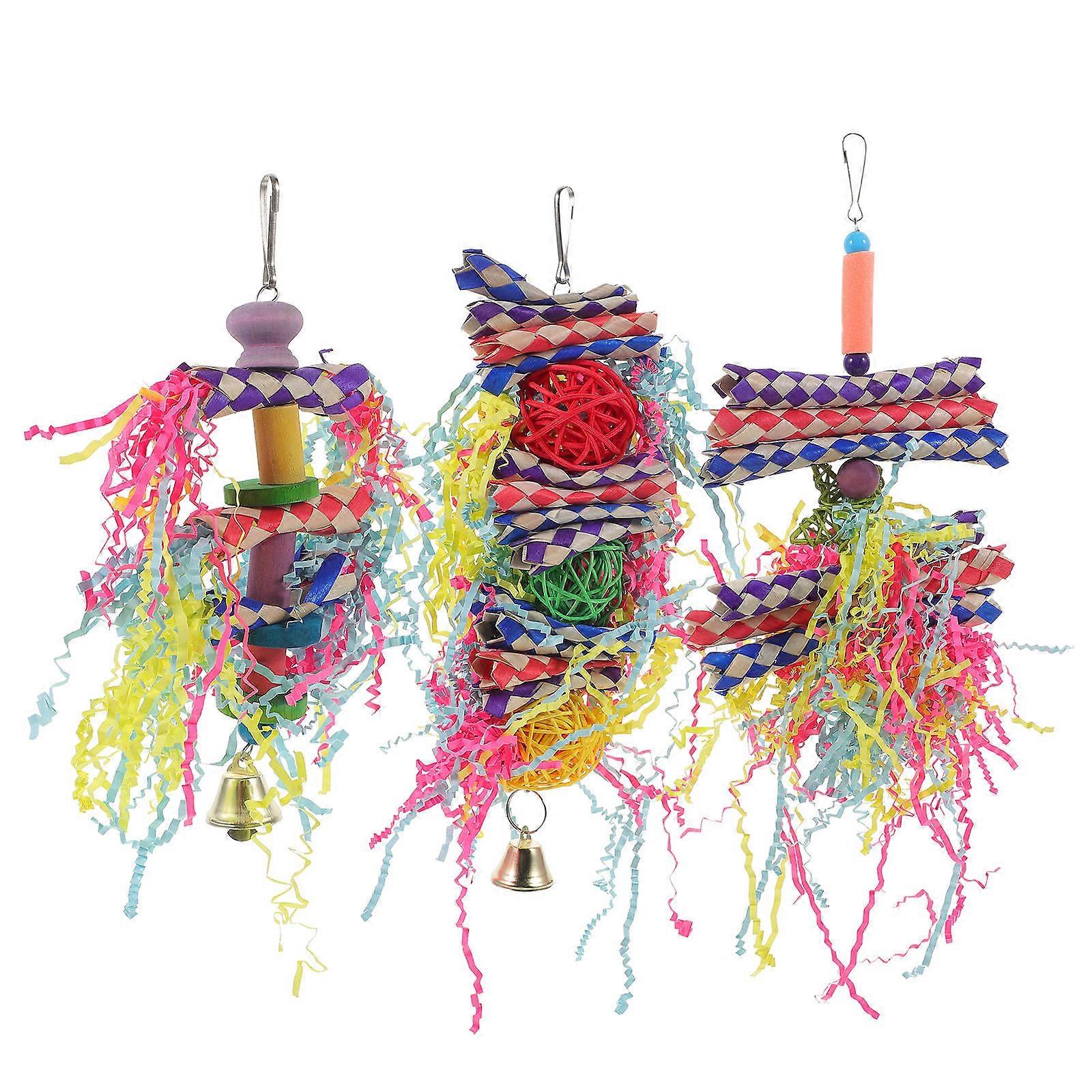 Parrot Molar Toy Small Bird Toys Mood Improvement Synthetic Material Vine Shape 3Pcs
