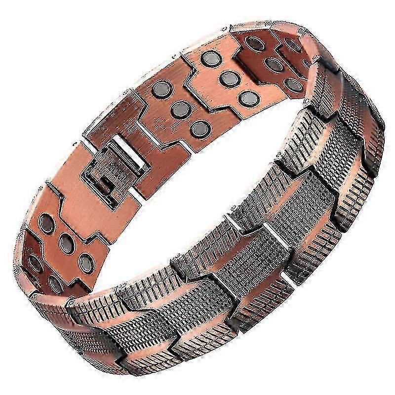 3x男性用超強力磁気ブレスレット男性用銅ブレスレットソリッド銅リンクブレスレット