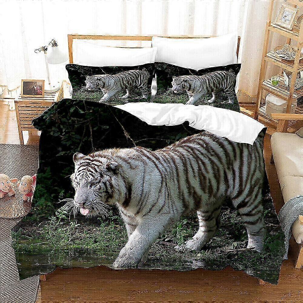 Conjunto de Lençóis e Capa de Edredom com Tema de Tigre com Design Water by The River para Roupa de Quarto Infantil IU5699