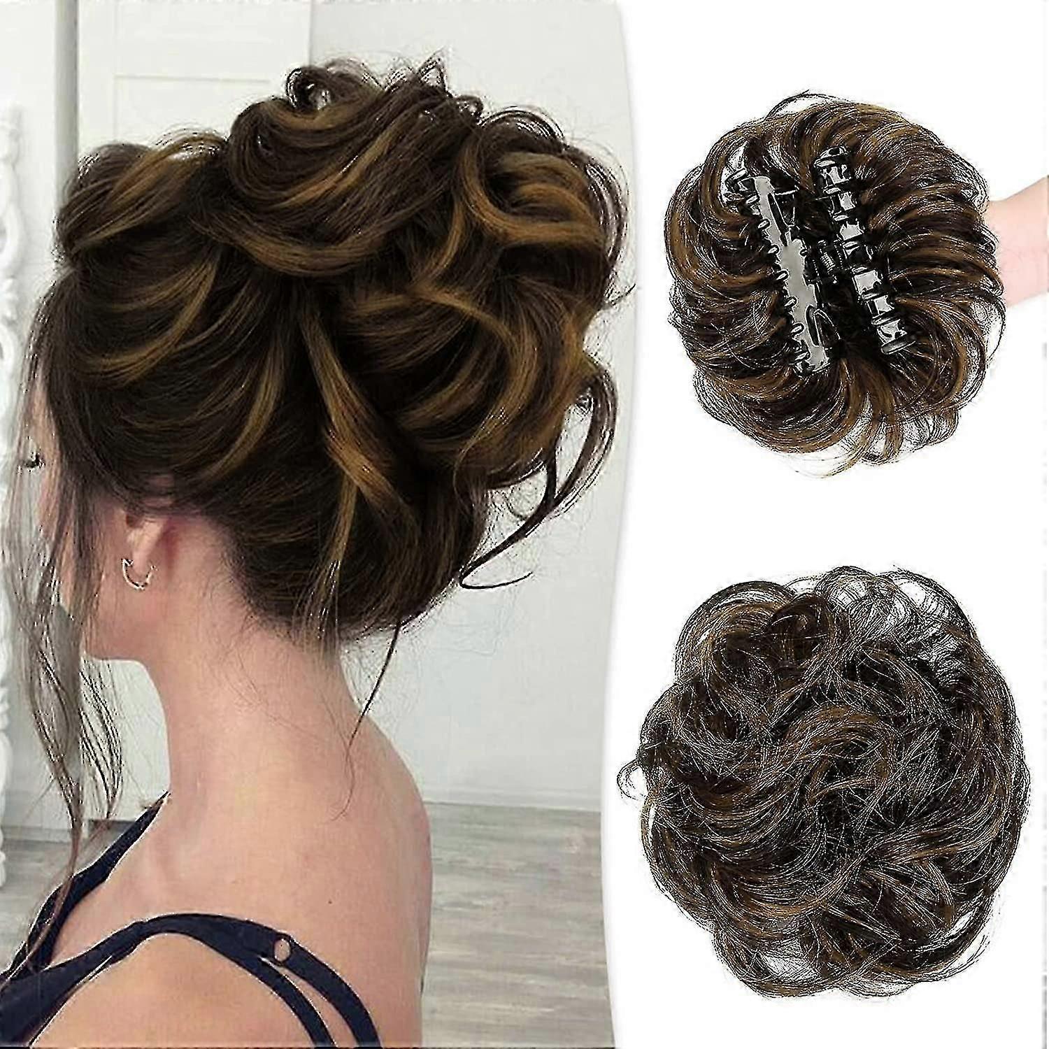 مخلب كليب الشعر البشري كعكة ملحقات متموج مجعد مشدود Updo فوضوي