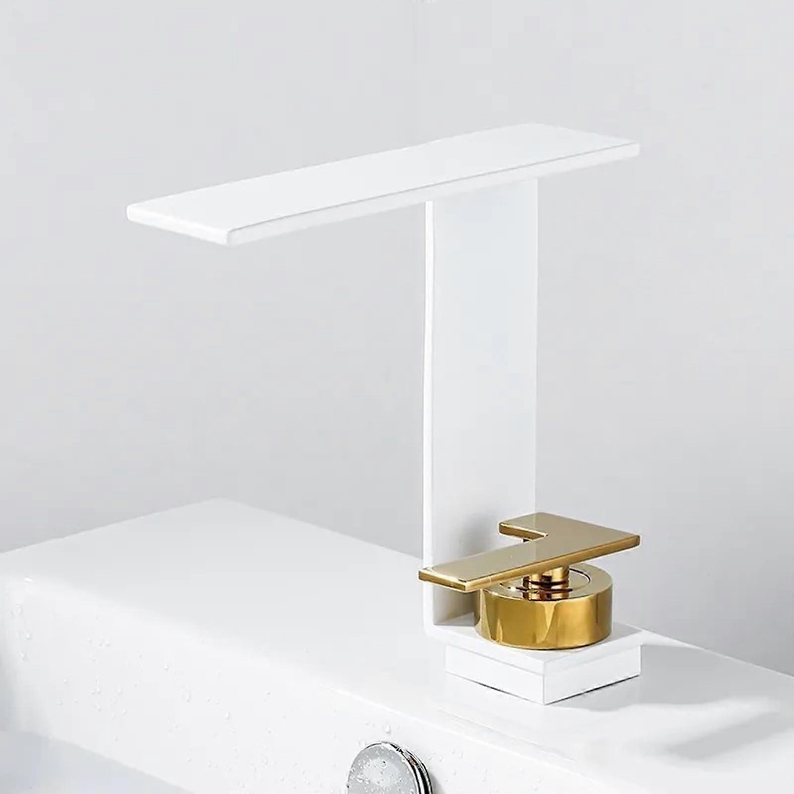 washbasin faucet, modern minimalist design, warm and cold double valve, suitable for bathroomWCwashbasin faucet (white gold)
