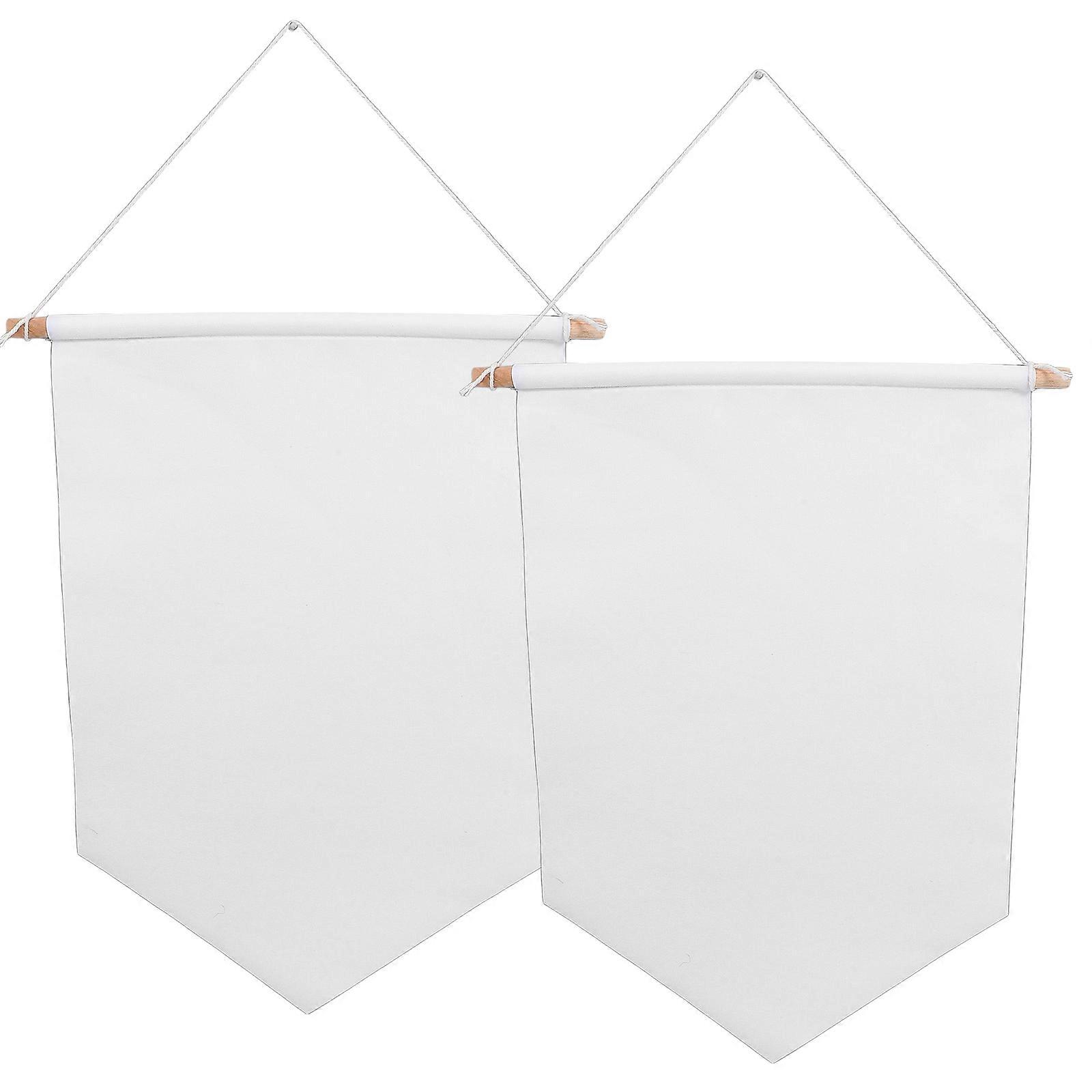 Yard Flag Blank Garden Flags Diy Hanging Decoration For Outdoor Events 45X30X0.01CM White Canvas 2Set