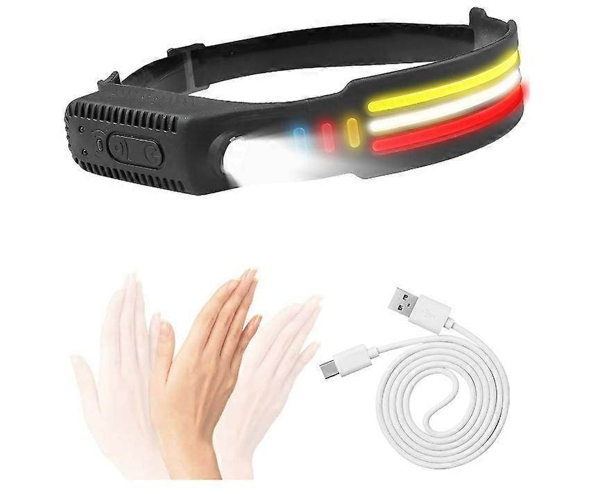 LED Head Torch Rechargeable, 1200LM Super Bright Headlamp with Motion Sensor Control, 10 Light Modes, 230Wide Beam Headlight, IPX4 Waterproof(Black)