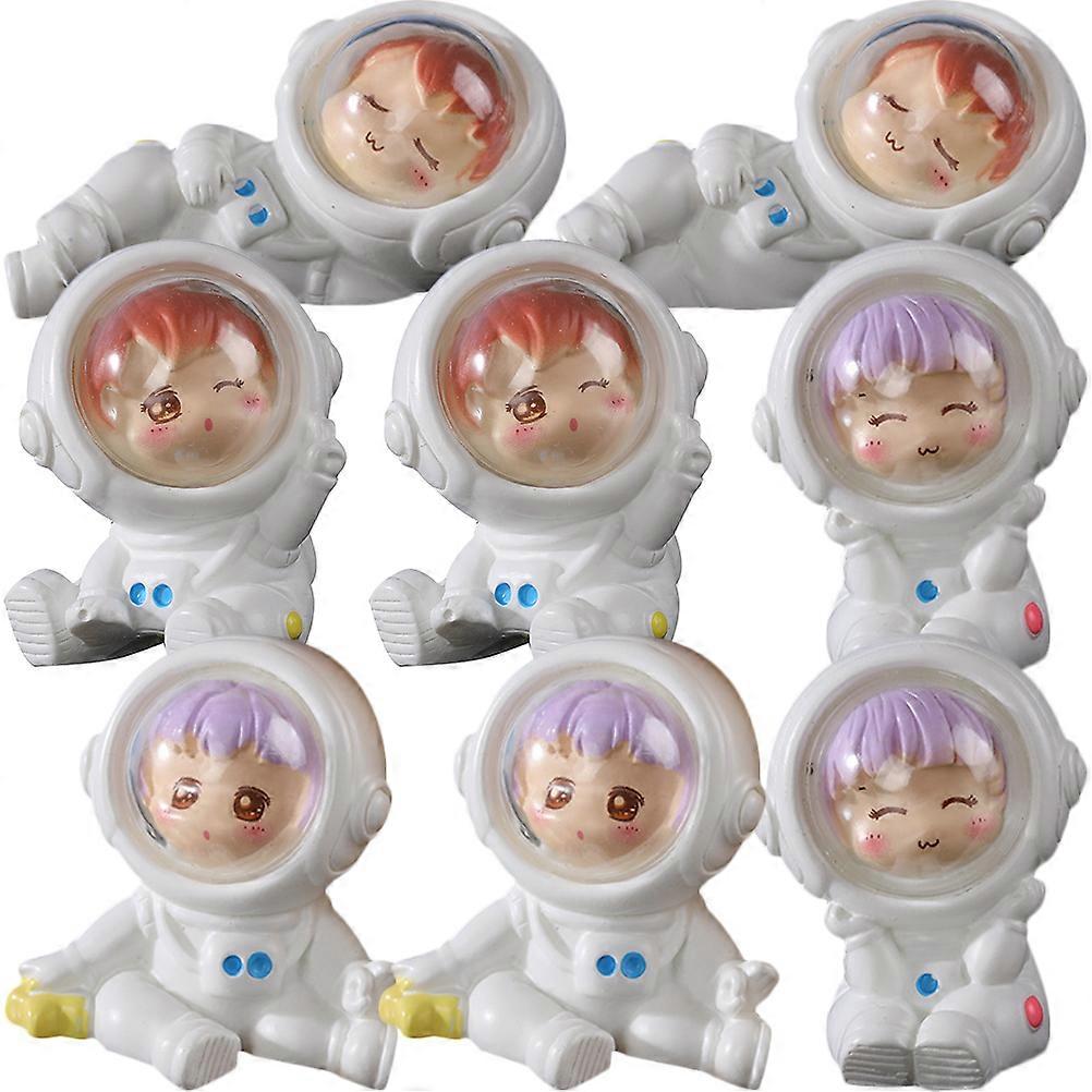 Cartoon Craft Astronaut Statue Decor Resin Spaceman Shape Classic Design Home Office Tabletop Decor 8Pcs