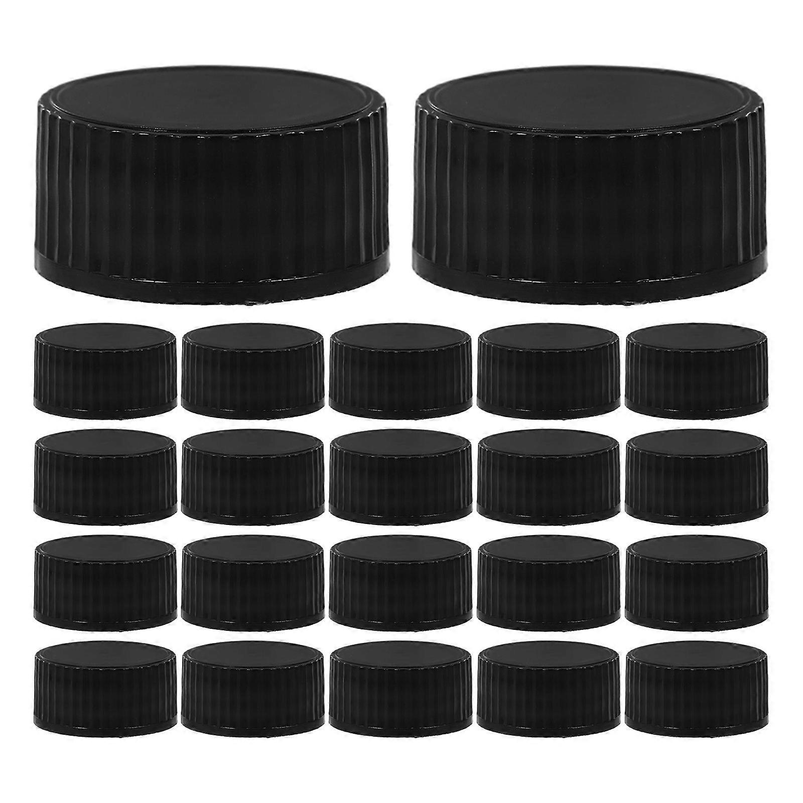 Sealing Bottle Caps Scented Oil Bottle Caps Plastic Black Color Leakproof Tight Seal Aromatherapy Jar Lids 24Set