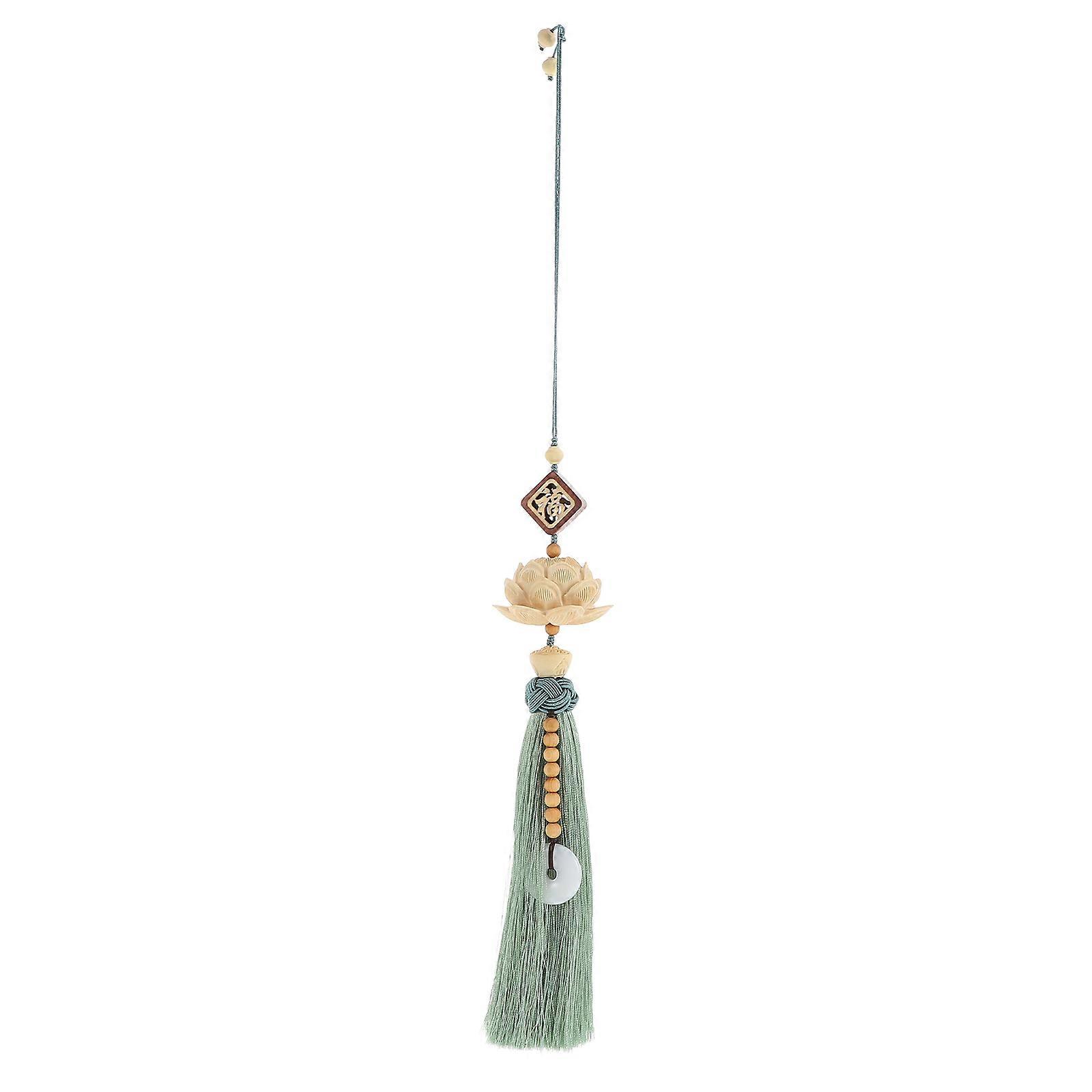 Green Lotus Car Rearview Mirror Pendant Lightweight Creative Interior Decor for Vehicles and Office Spaces