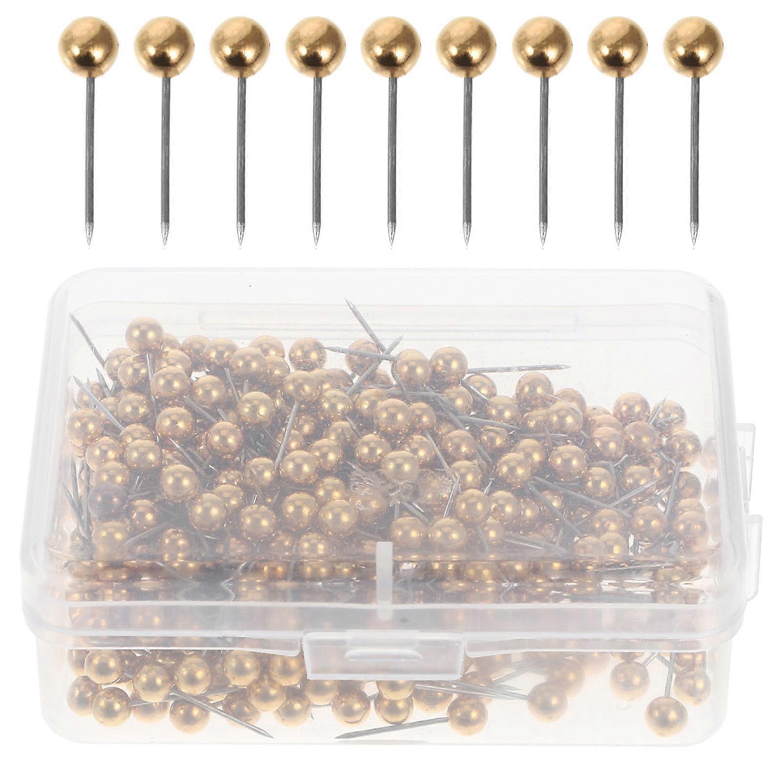 Round Thumb Tacks Golden Round Head Map Flag Push Map Tacks Stainless Steel for Office Use Holding Lightweight Objects 400Pcs