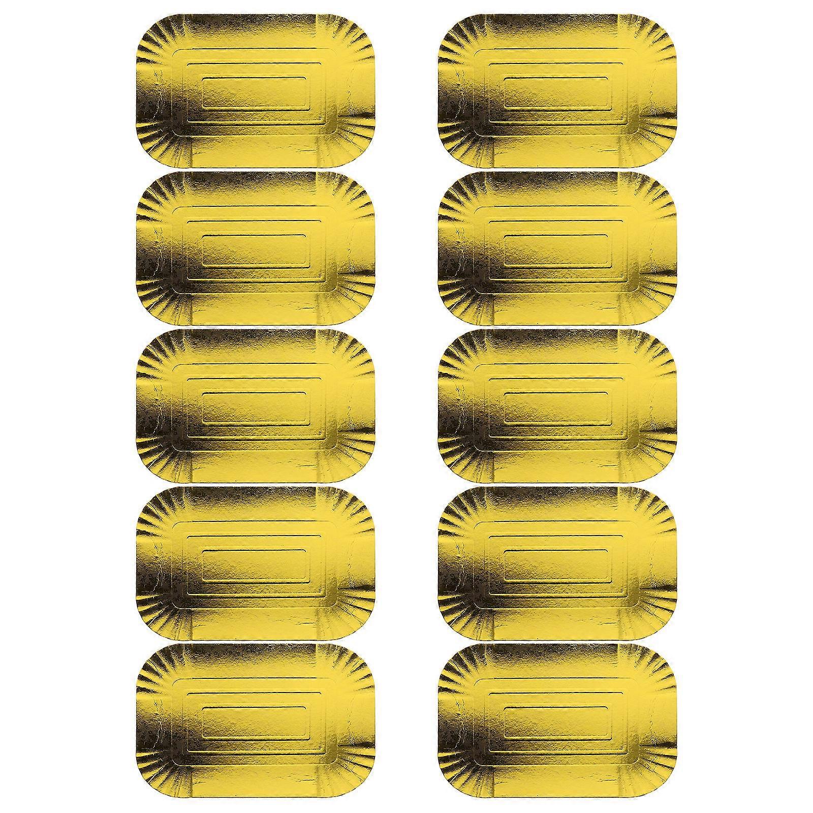 Tableware Dinner Sets Aluminium Foil Paper Plates Rectangular Shape Golden Color for Banquet Hotel 10Set