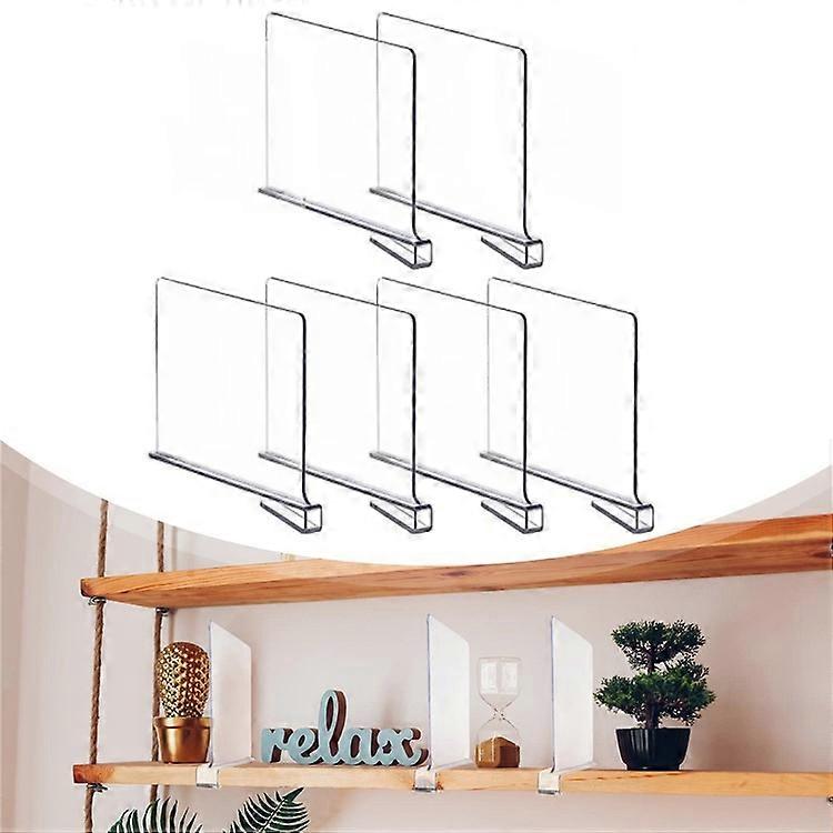 6Pcs Closet Divider Organizer Clear PS Divider Board Adjustable Wardrobe Shelf Clothes Partition Board
