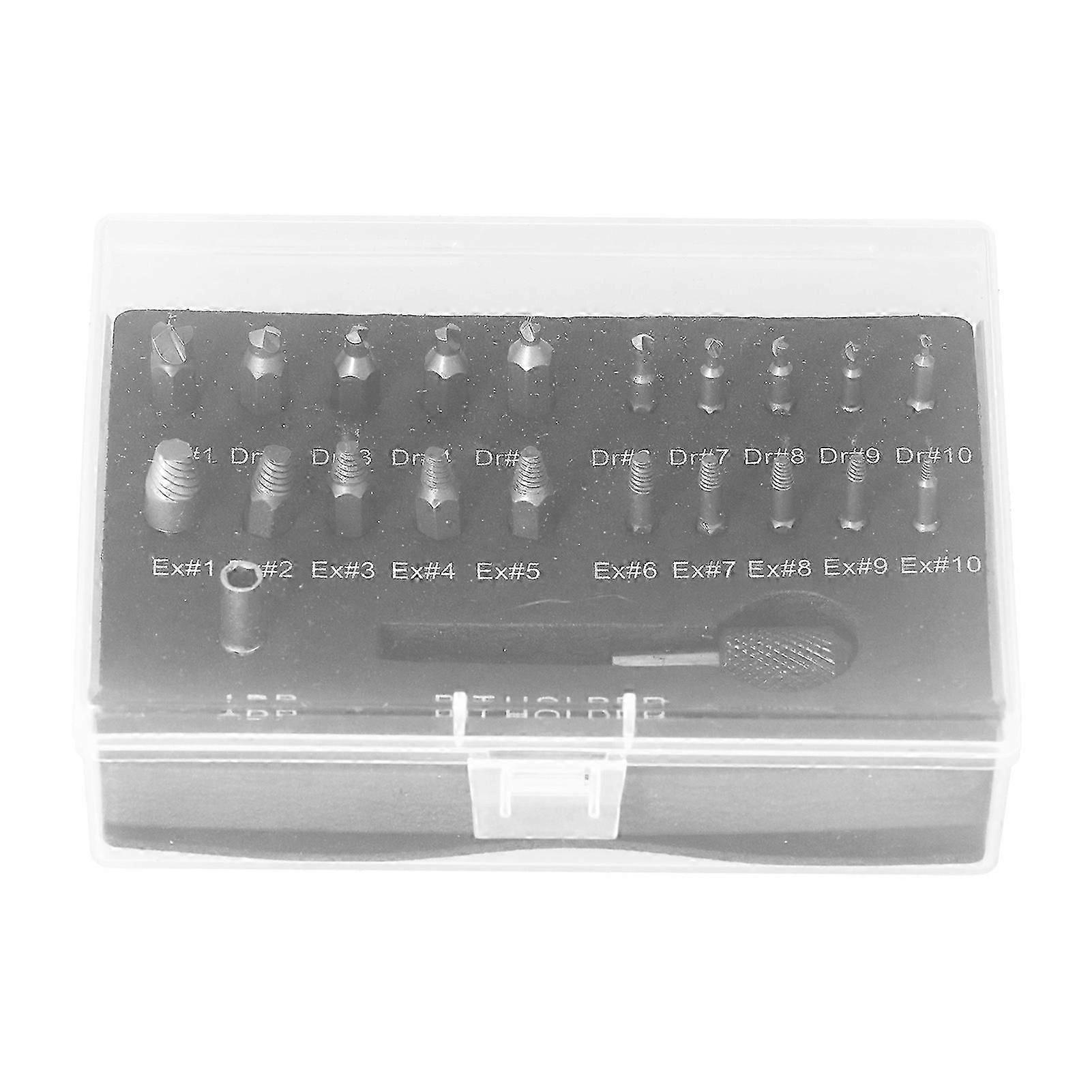22Pcs Damaged Screw Extractor Stripped Broken Bolt Remover Tool All Purpose HSS Hardware60mm Black Knurled Rod